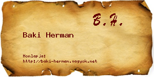 Baki Herman névjegykártya